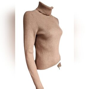 LINE knitwear Tan Viscose Turtleneck Large 8/10